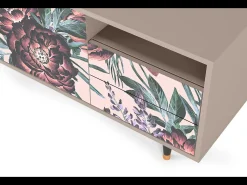 Outlet Mueble de TV - 125х56х41 cm - T7 - Peach Peonies, Latte Bege