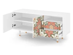 Móvel De Tv* Mueble de TV - 125х56х41 cm - T7 - Peach Grove, Branco Bege