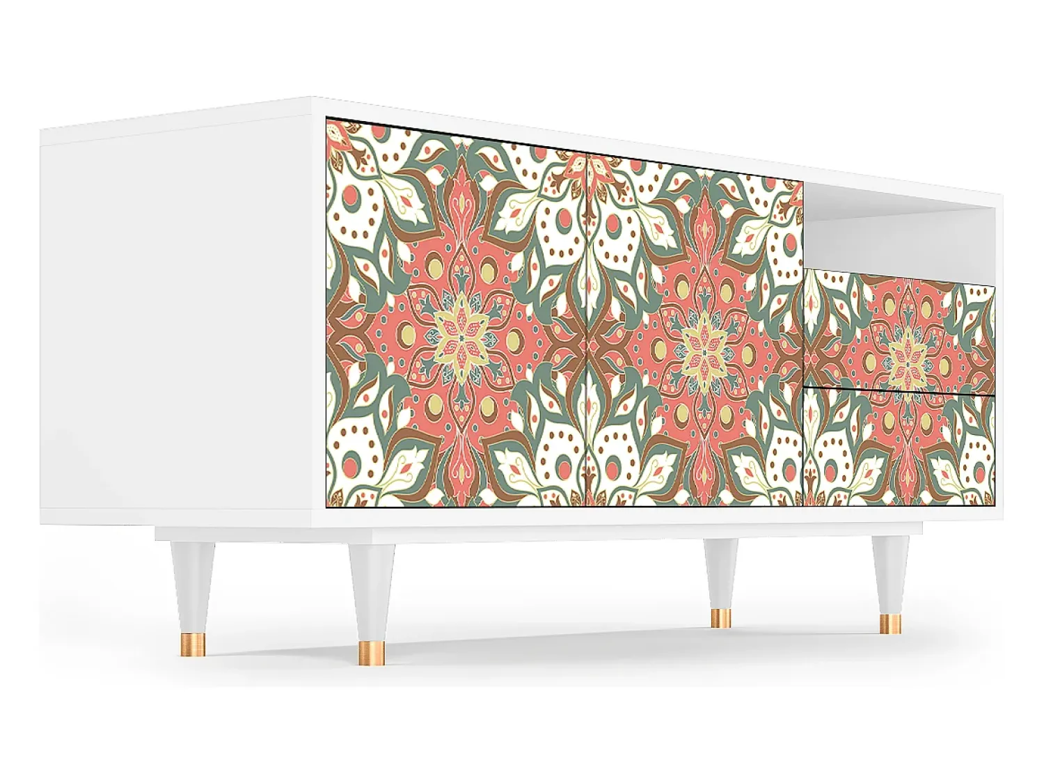 Móvel De Tv* Mueble de TV - 125х56х41 cm - T7 - Peach Grove, Branco Bege