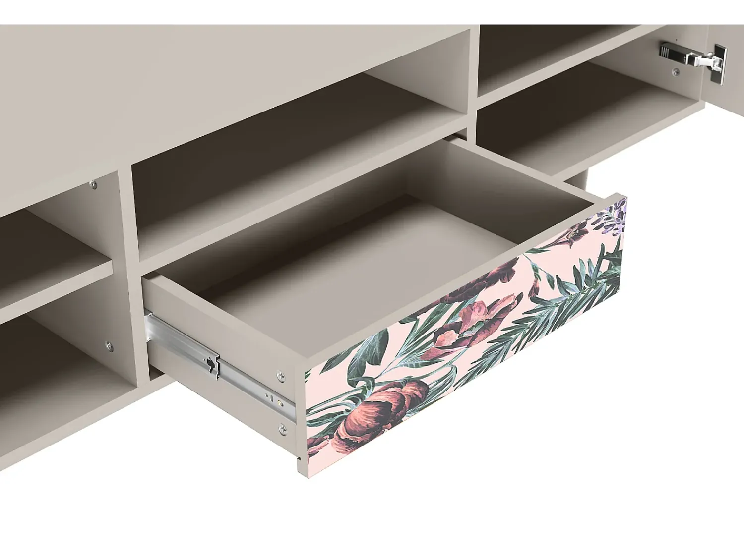 New Mueble de TV - 170х59х41 cm - T6 - Peach Peonies, Areia Bege