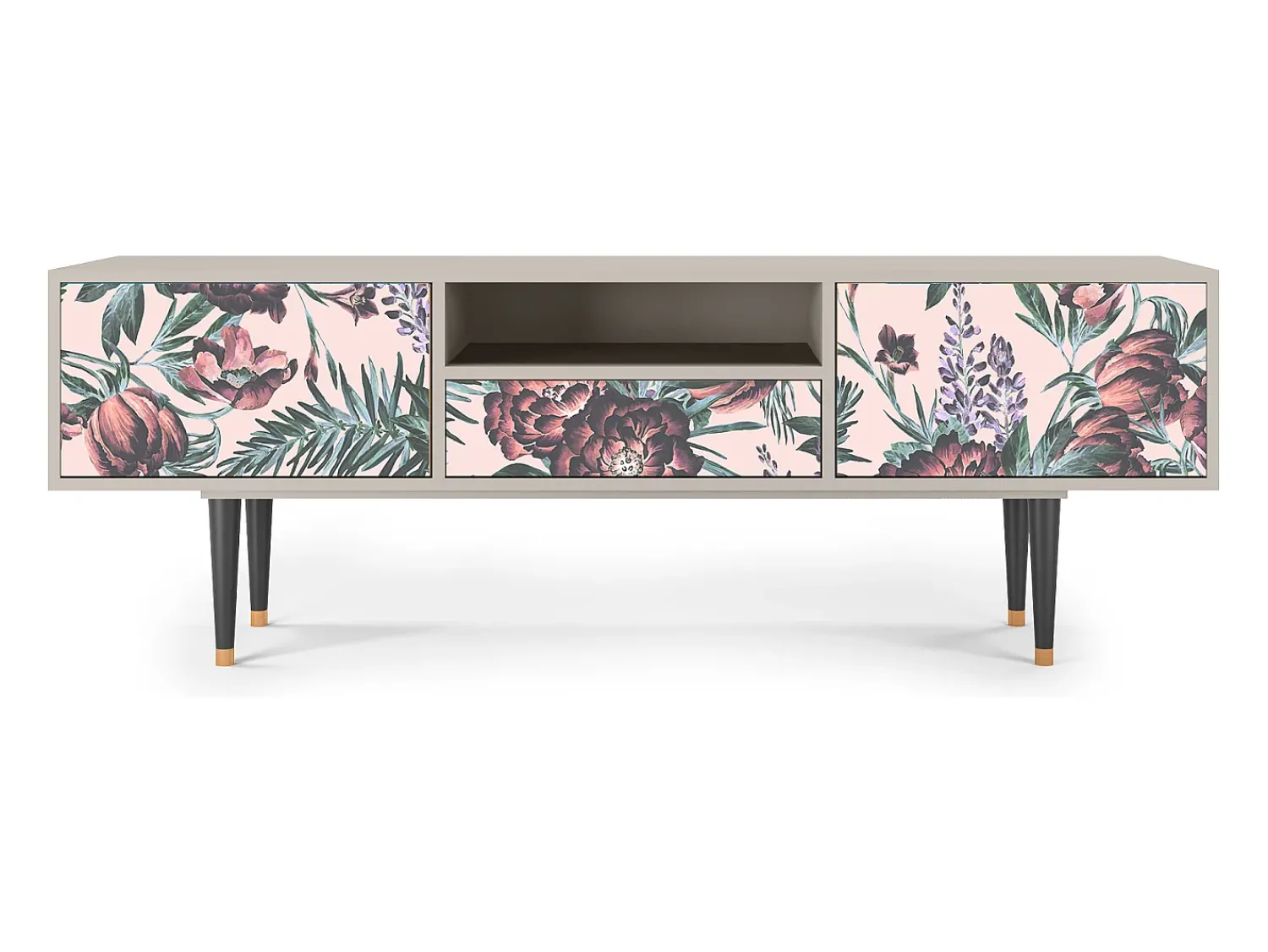New Mueble de TV - 170х59х41 cm - T6 - Peach Peonies, Areia Bege