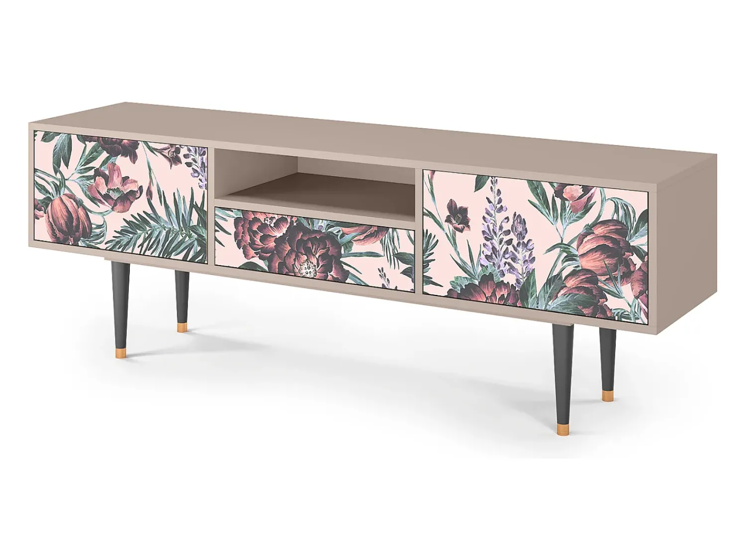 New Mueble de TV - 170х59х41 cm - T6 - Peach Peonies, Areia Bege