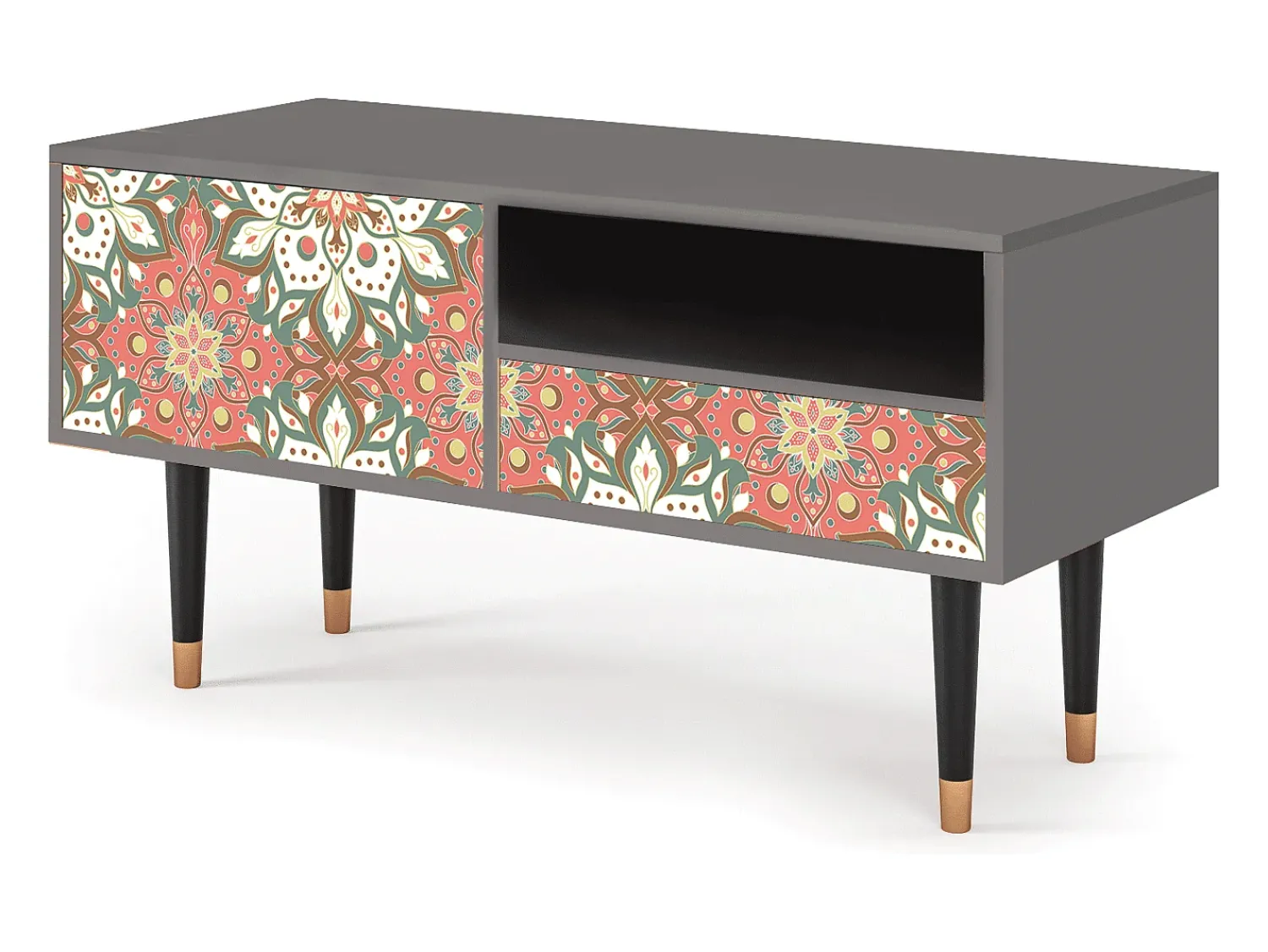 Móvel De Tv* Mueble de TV - 115х59х48 cm - T3 - Peach Grove, Cinza Cinzento