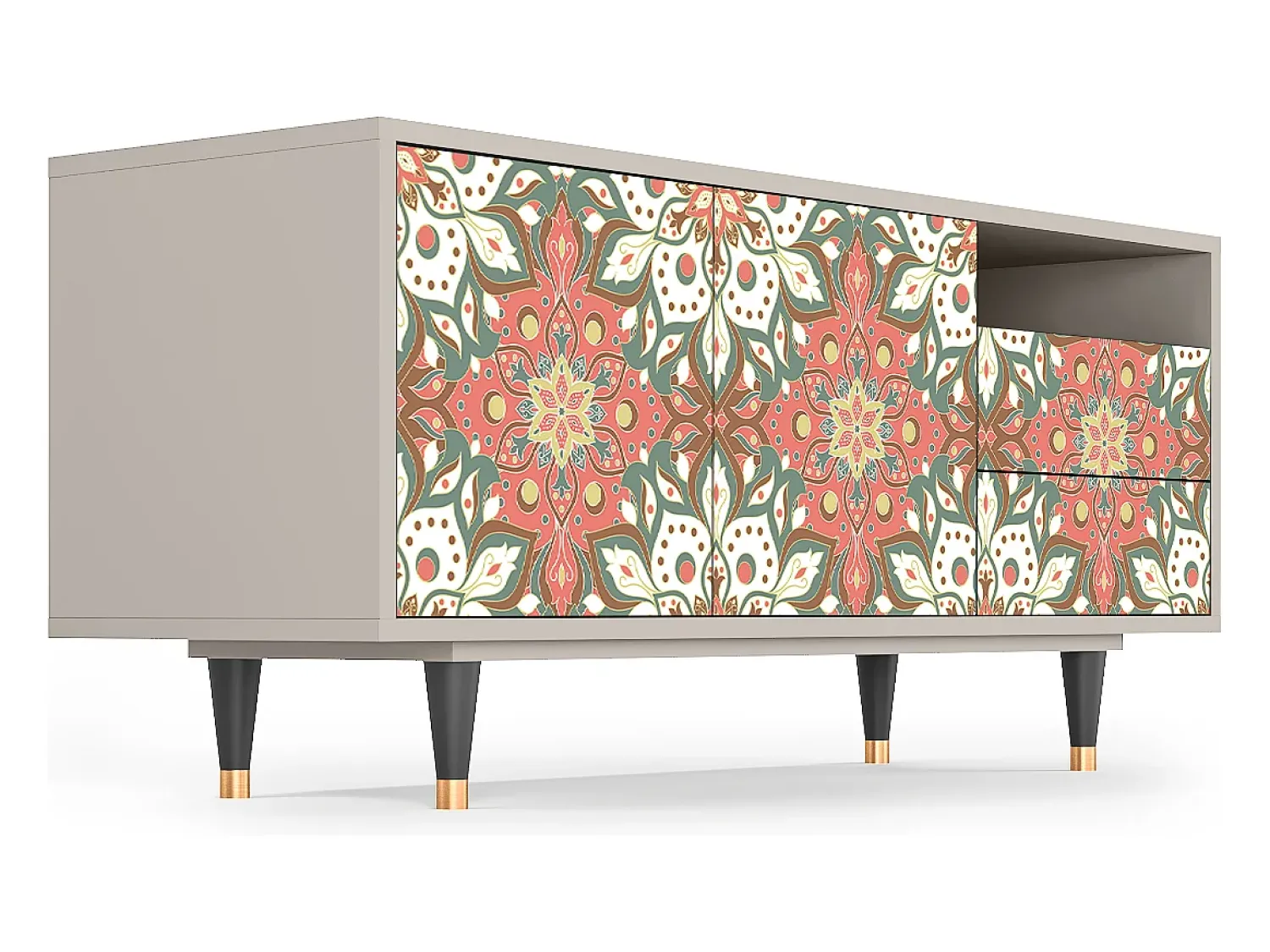 Móvel De Tv* Mueble de TV - 125х56х41 cm - T7 - Peach Grove, Areia Bege