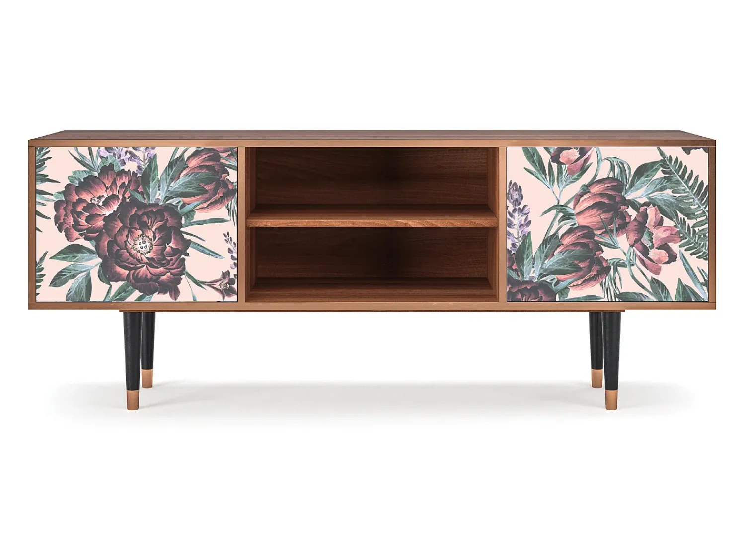 Online Mueble de TV - 170х69х48 cm - T2 - Peach Peonies, Nogueira Castanho