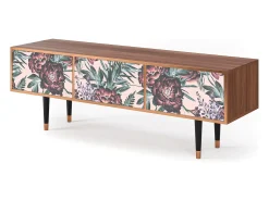 Móvel De Tv* Mueble de TV - 170х59х48 cm - T4 - Peach Peonies, Nogueira Castanho