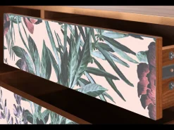 Móvel De Tv* Mueble de TV - 170х59х48 cm - T4 - Peach Peonies, Nogueira Castanho