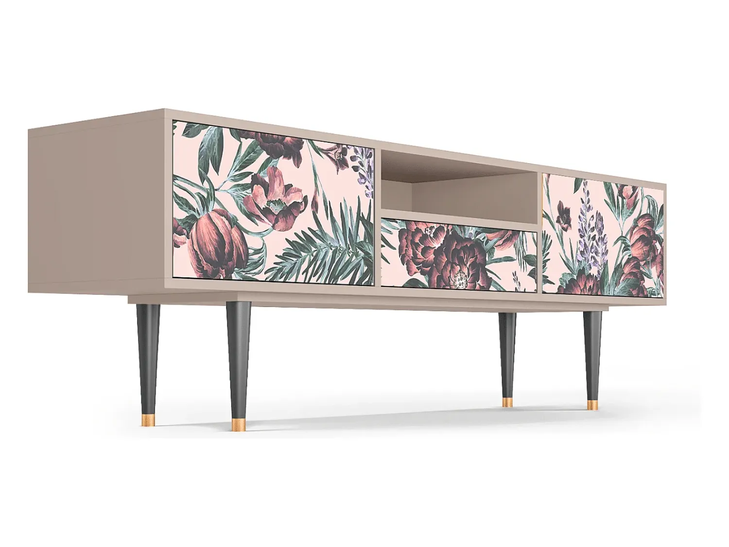 Móvel De Tv* Mueble de TV - 170х59х41 cm - T6 - Peach Peonies, Latte Bege