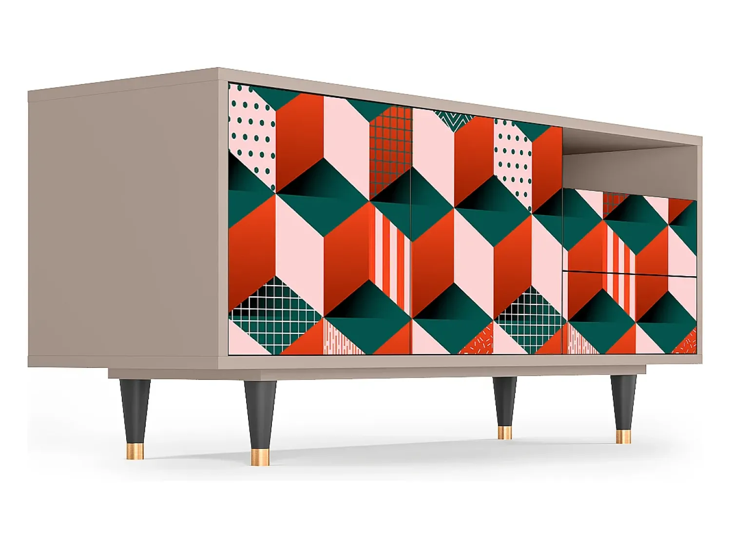 Móvel De Tv| Mueble de TV - 125х56х41 cm - T7 - Pepsi-Cola, Latte Bege