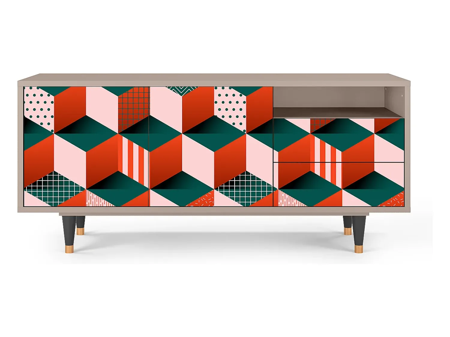 Móvel De Tv| Mueble de TV - 125х56х41 cm - T7 - Pepsi-Cola, Latte Bege