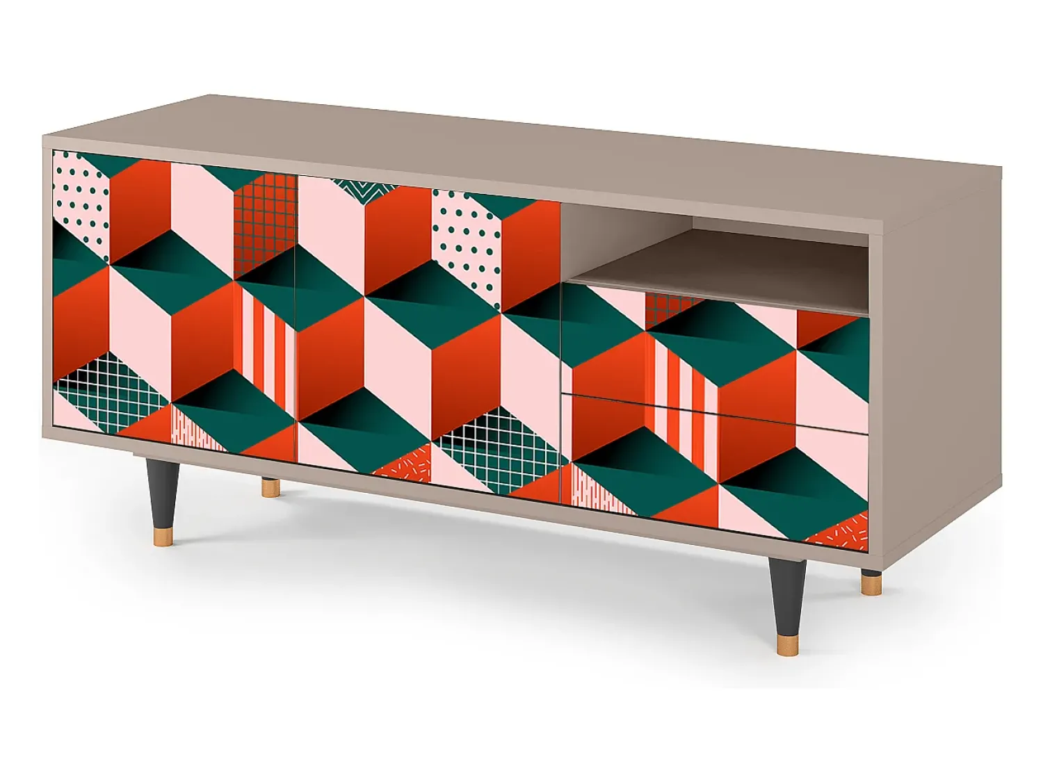 Móvel De Tv| Mueble de TV - 125х56х41 cm - T7 - Pepsi-Cola, Latte Bege
