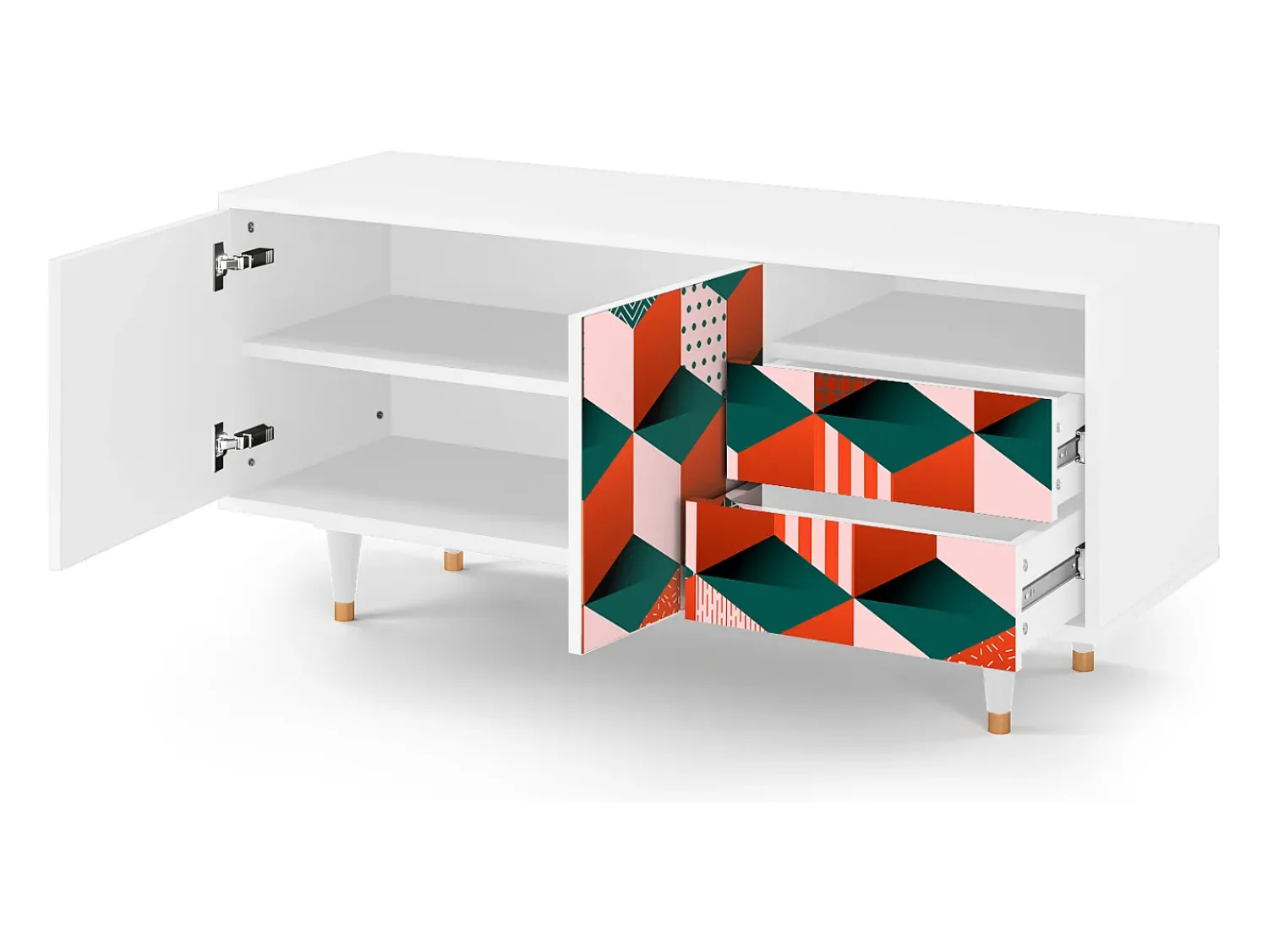 Móvel De Tv* Mueble de TV - 125х56х41 cm - T7 - Pepsi-Cola, Branco Bege