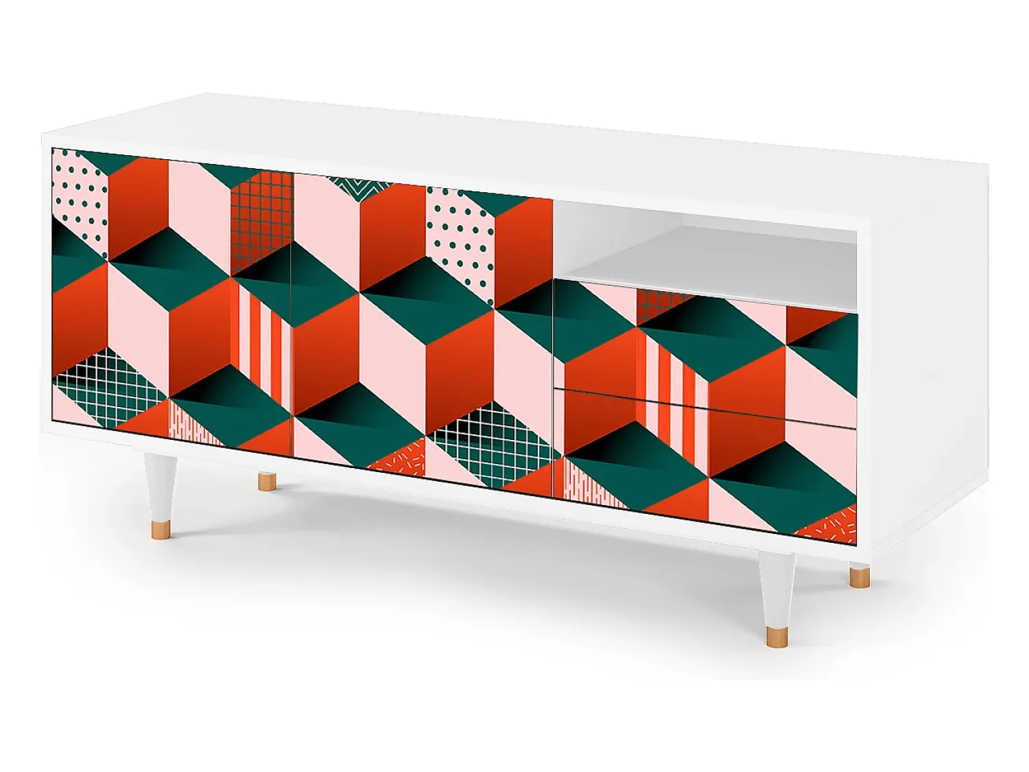 Móvel De Tv* Mueble de TV - 125х56х41 cm - T7 - Pepsi-Cola, Branco Bege