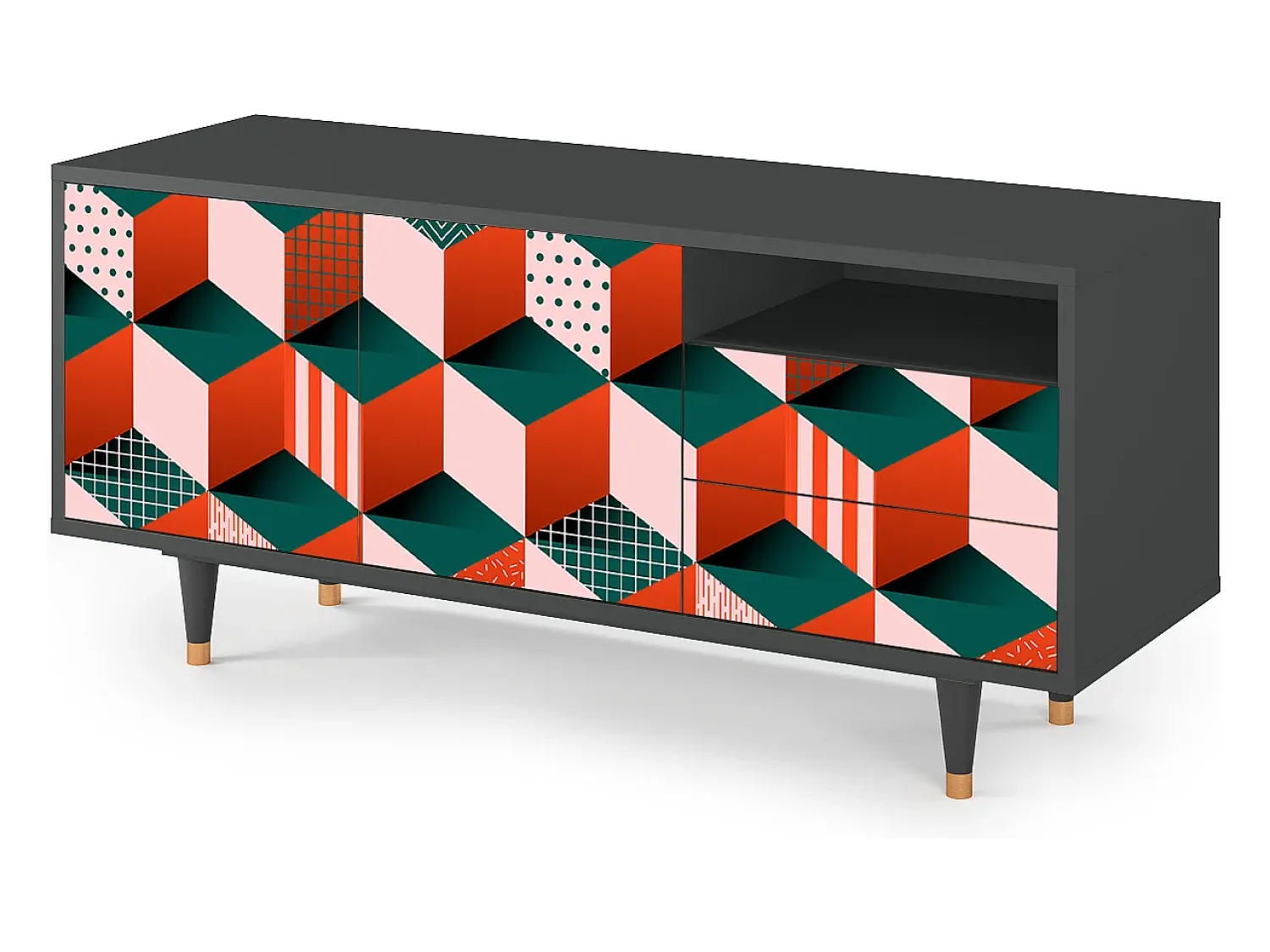 Móvel De Tv| Mueble de TV - 125х56х41 cm - T7 - Pepsi-Cola, Antracite Cinza antracite
