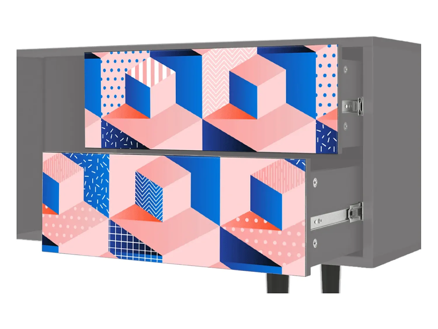 Móvel De Tv| Mueble de TV - 170х69х48 cm - T1 - Pinky Squares, Cinza Cinzento