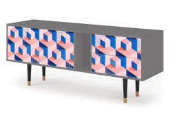 Móvel De Tv| Mueble de TV - 170х69х48 cm - T1 - Pinky Squares, Cinza Cinzento