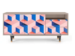 Best Mueble de TV - 125х56х41 cm - T7 - Pinky Squares, Latte Bege
