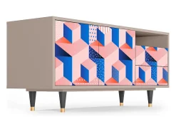 Best Mueble de TV - 125х56х41 cm - T7 - Pinky Squares, Latte Bege