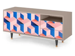 Best Mueble de TV - 125х56х41 cm - T7 - Pinky Squares, Latte Bege