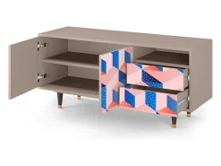 Best Mueble de TV - 125х56х41 cm - T7 - Pinky Squares, Latte Bege