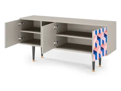 Discount Mueble de TV - 150х69х41 cm - T5 - Pinky Squares, Areia Bege