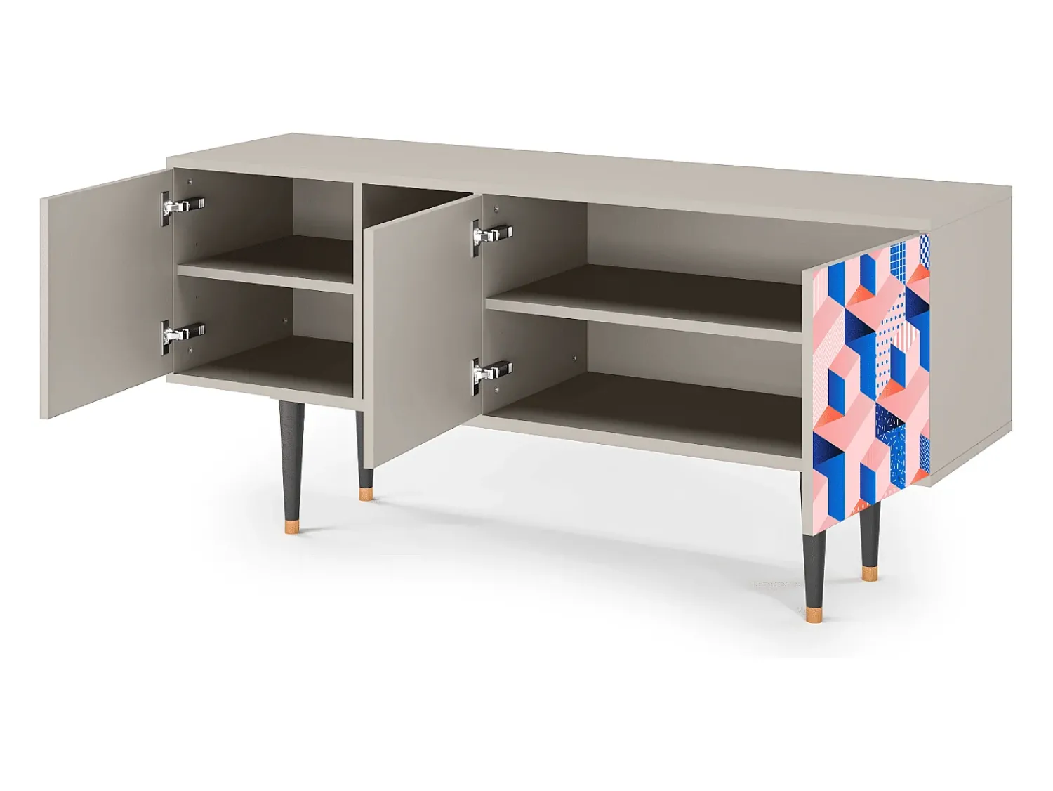 Discount Mueble de TV - 150х69х41 cm - T5 - Pinky Squares, Areia Bege