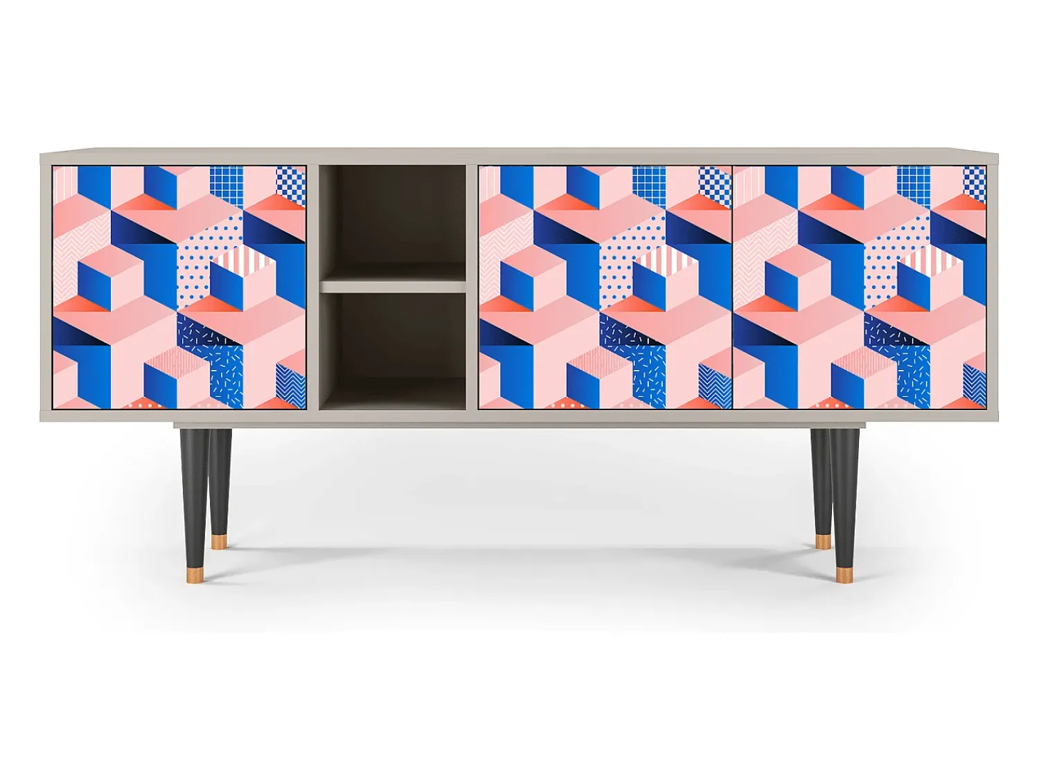 Discount Mueble de TV - 150х69х41 cm - T5 - Pinky Squares, Areia Bege