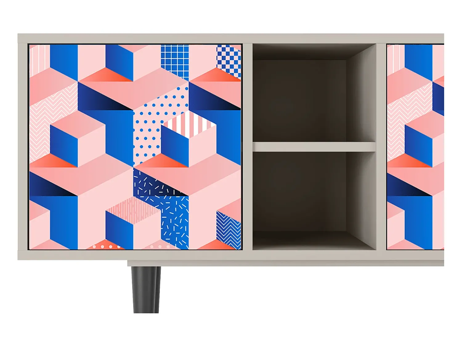Discount Mueble de TV - 150х69х41 cm - T5 - Pinky Squares, Areia Bege