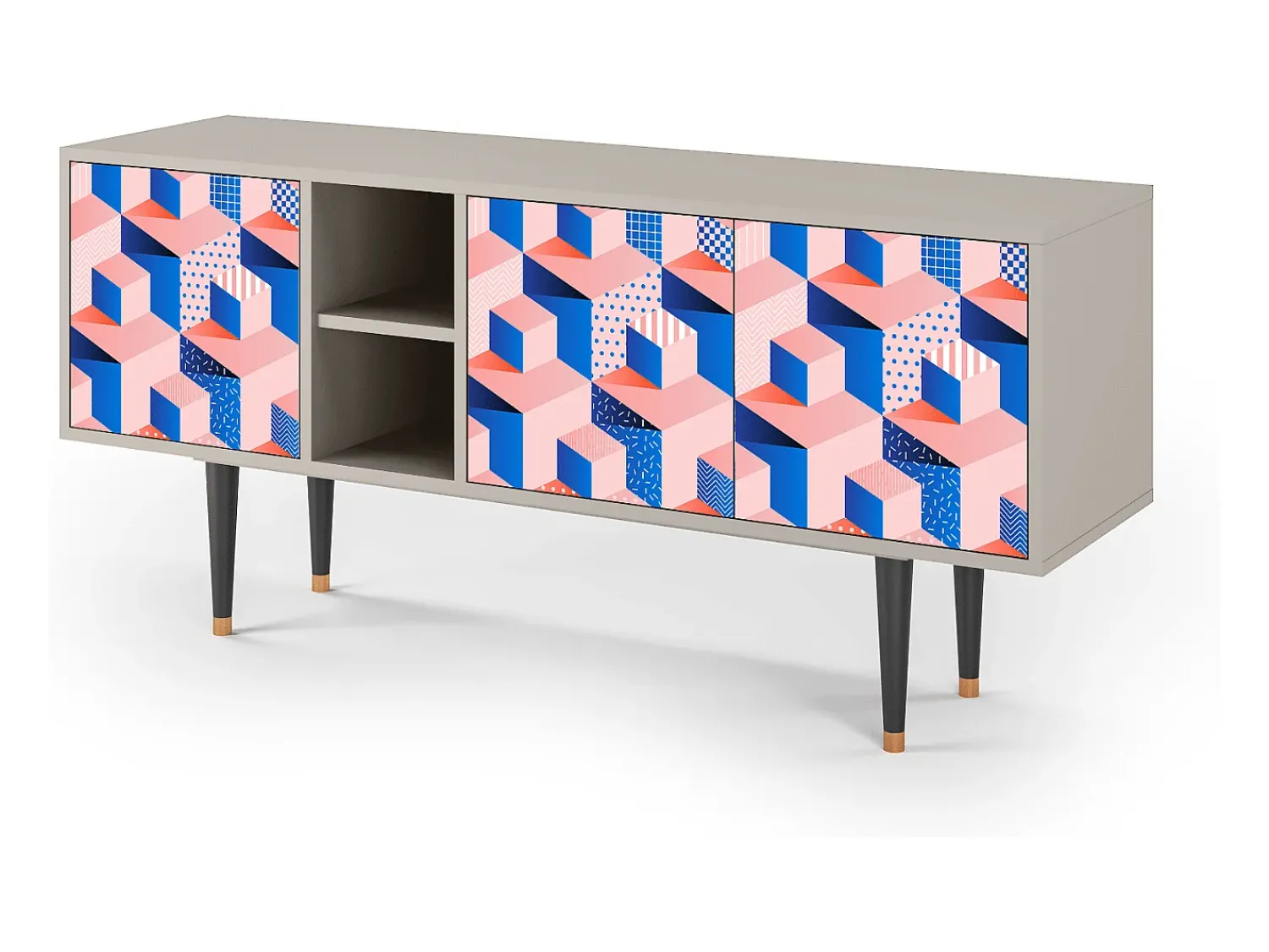 Discount Mueble de TV - 150х69х41 cm - T5 - Pinky Squares, Areia Bege