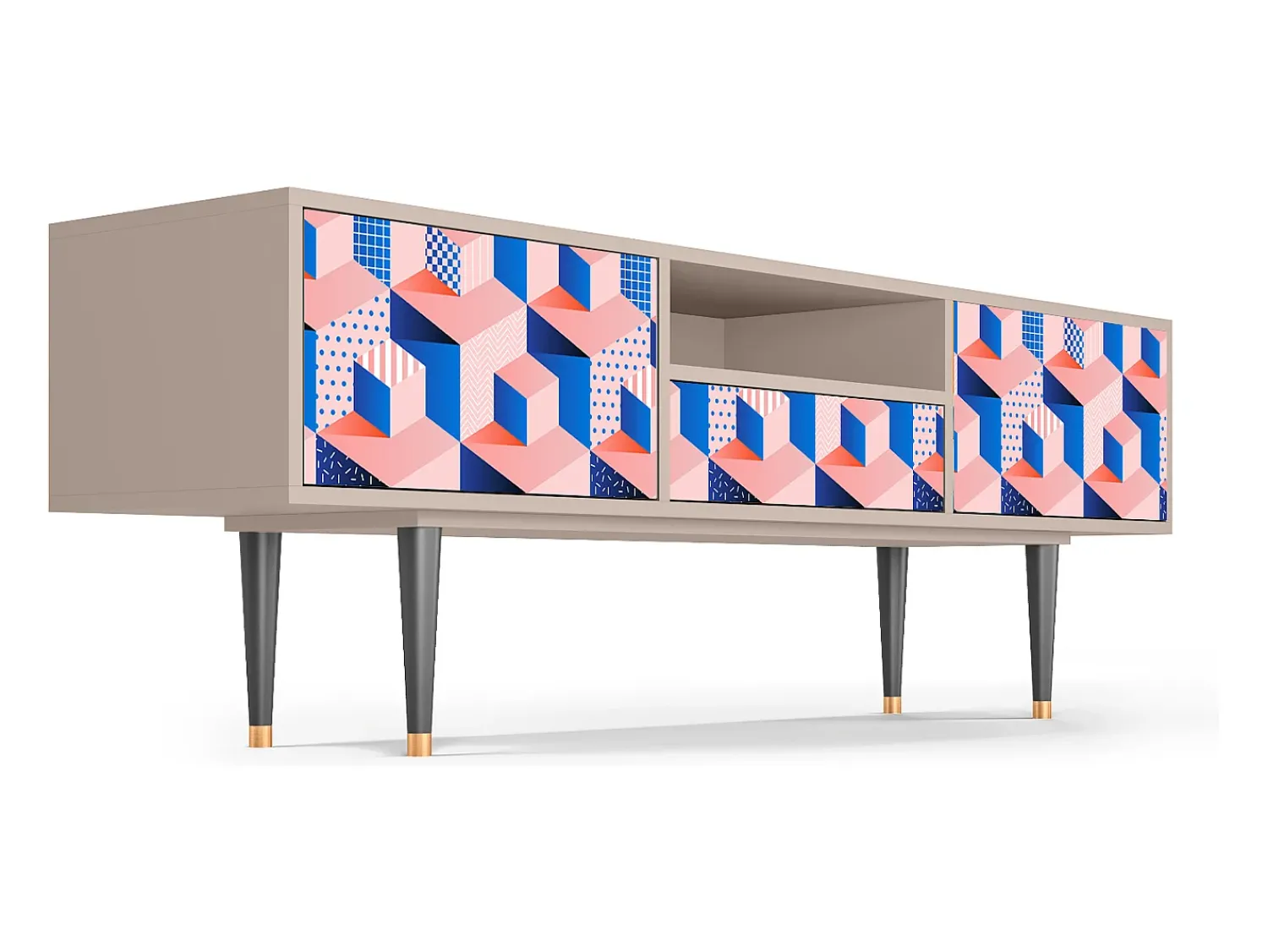 Móvel De Tv| Mueble de TV - 170х59х41 cm - T6 - Pinky Squares, Latte Bege