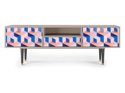 Móvel De Tv| Mueble de TV - 170х59х41 cm - T6 - Pinky Squares, Latte Bege