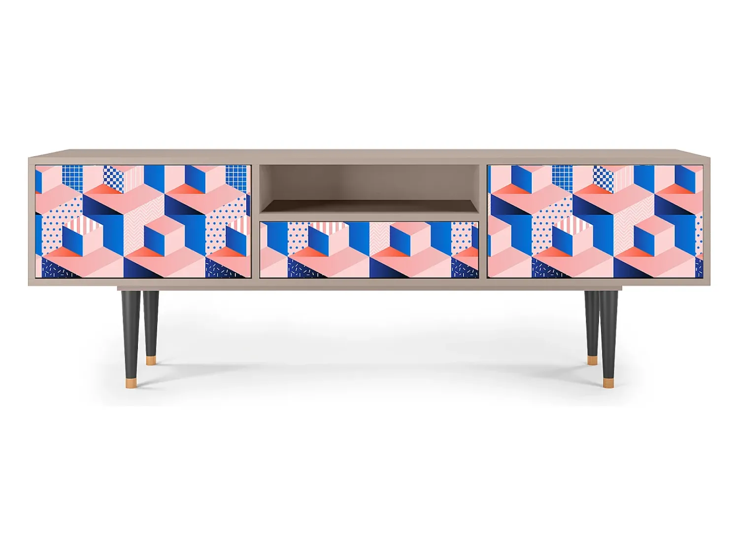 Móvel De Tv| Mueble de TV - 170х59х41 cm - T6 - Pinky Squares, Latte Bege