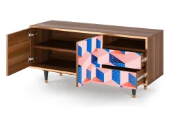 Móvel De Tv* Mueble de TV - 125х56х41 cm - T7 - Pinky Squares, Nogueira Castanho