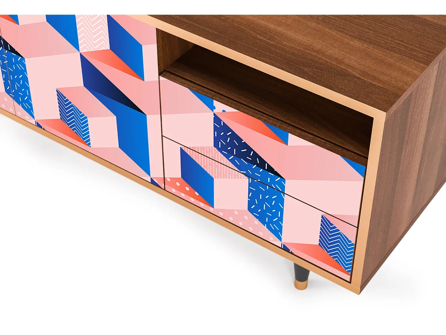Móvel De Tv* Mueble de TV - 125х56х41 cm - T7 - Pinky Squares, Nogueira Castanho
