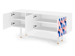 Móvel De Tv* Mueble de TV - 150х69х41 cm - T5 - Pinky Squares, Branco Bege