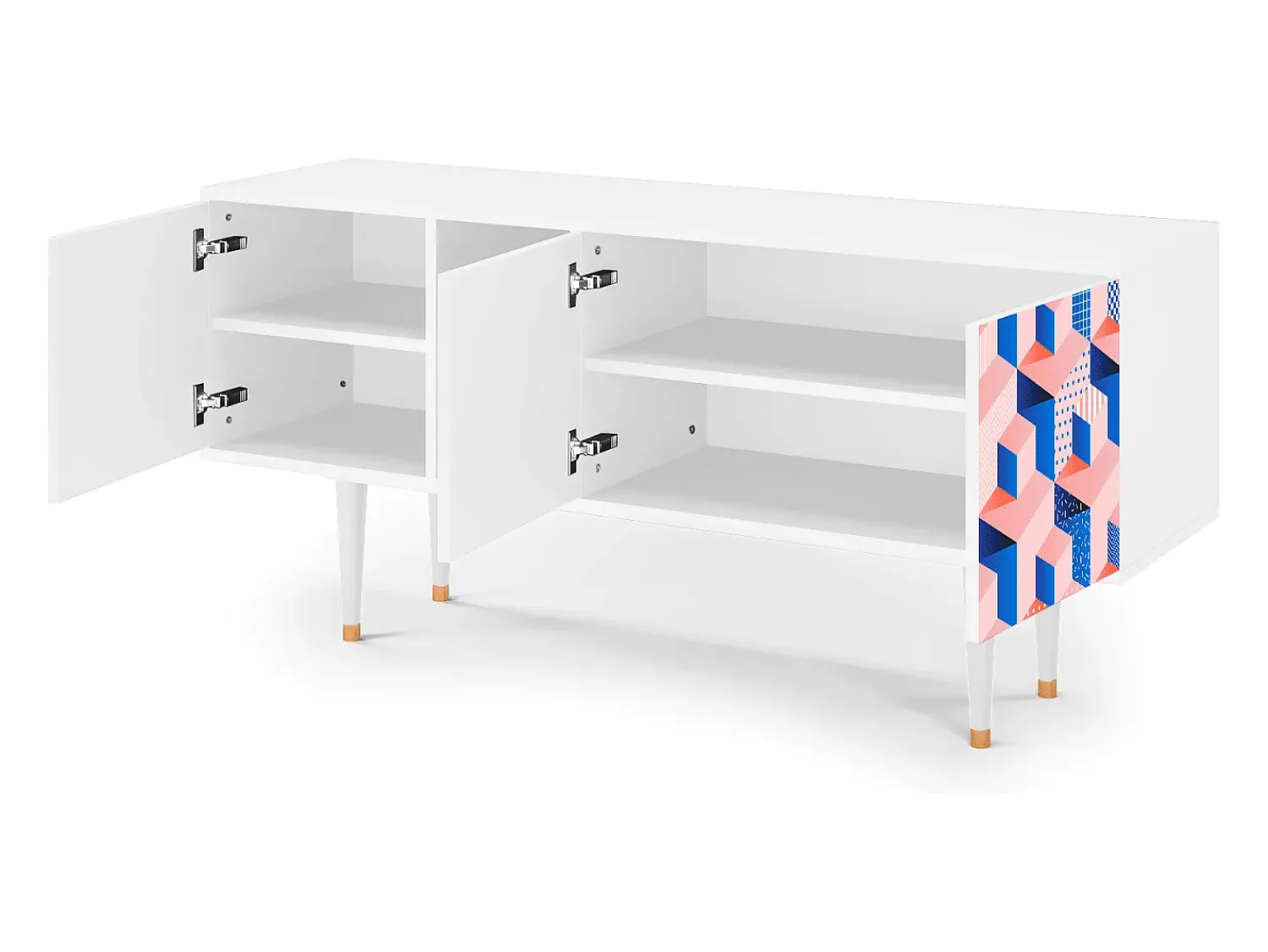Móvel De Tv* Mueble de TV - 150х69х41 cm - T5 - Pinky Squares, Branco Bege