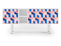 Móvel De Tv* Mueble de TV - 150х69х41 cm - T5 - Pinky Squares, Branco Bege