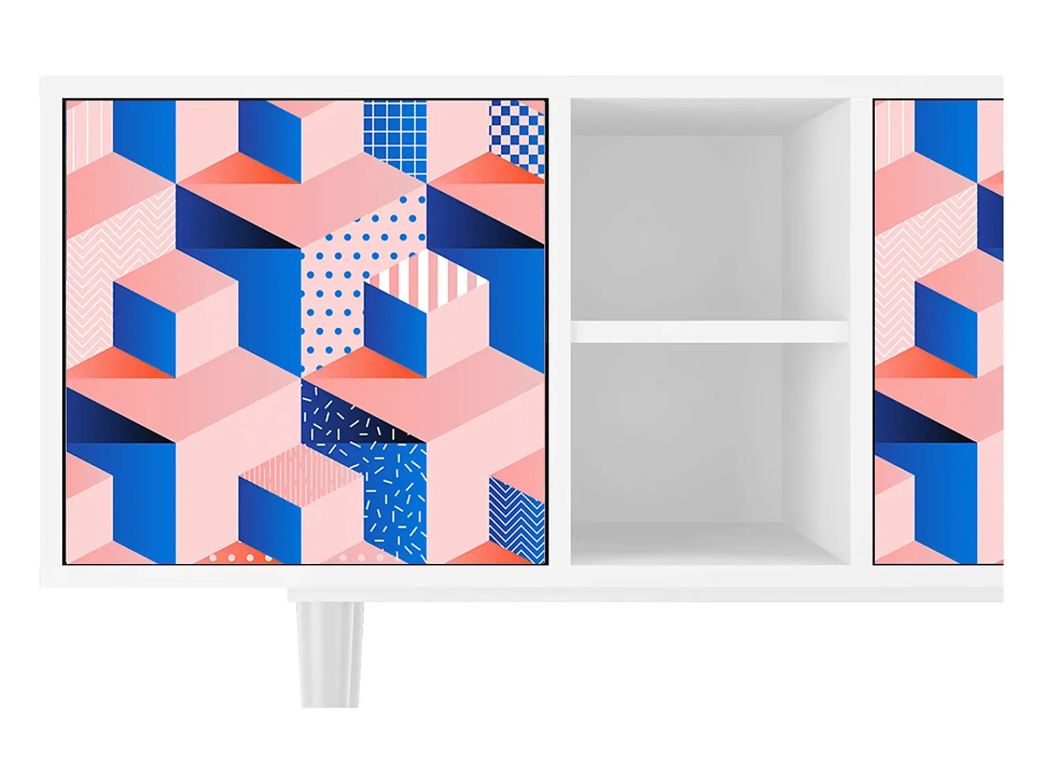 Móvel De Tv* Mueble de TV - 150х69х41 cm - T5 - Pinky Squares, Branco Bege