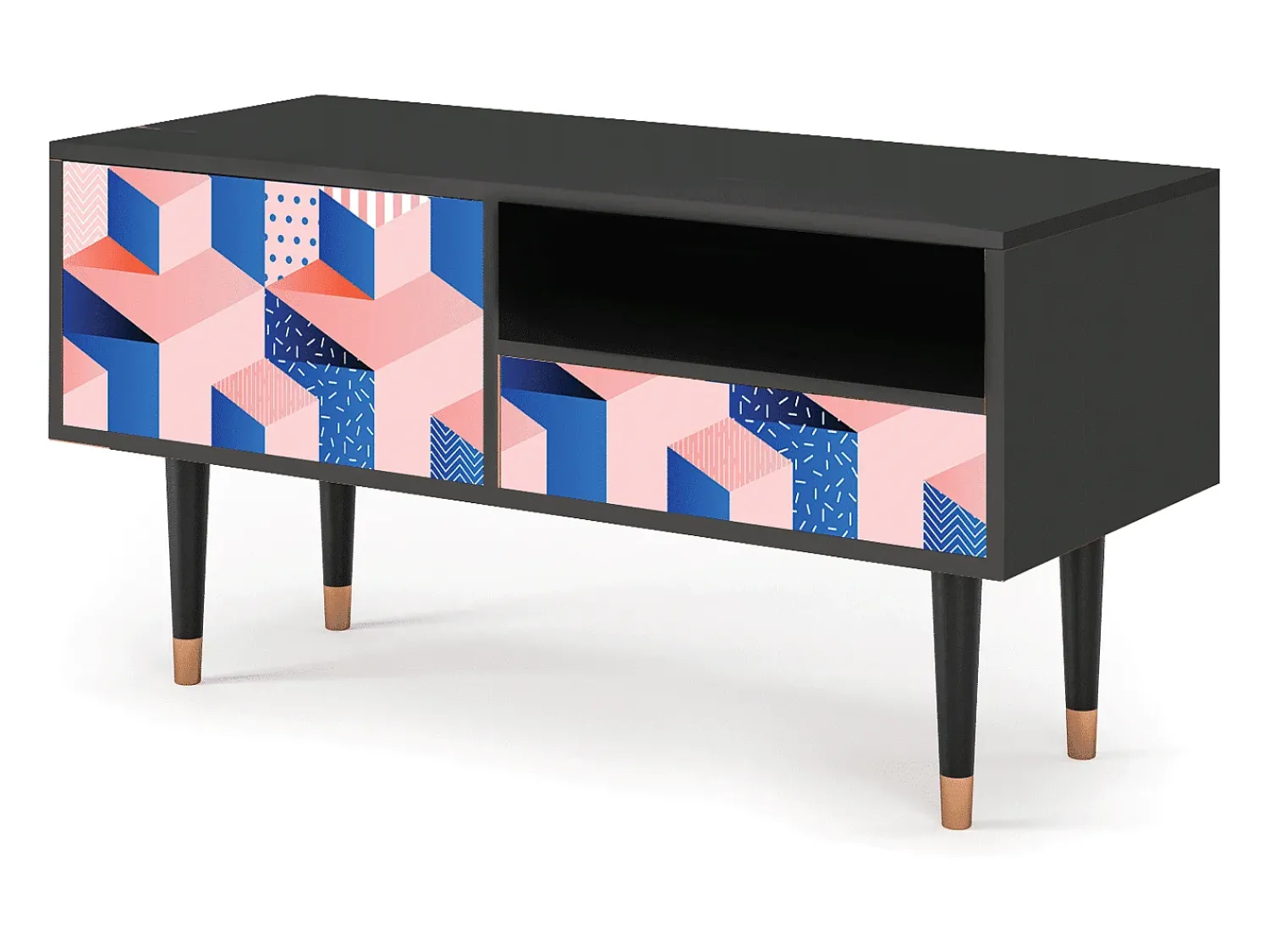 Móvel De Tv* Mueble de TV - 115х59х48 cm - T3 - Pinky Squares, Antracite Cinza antracite