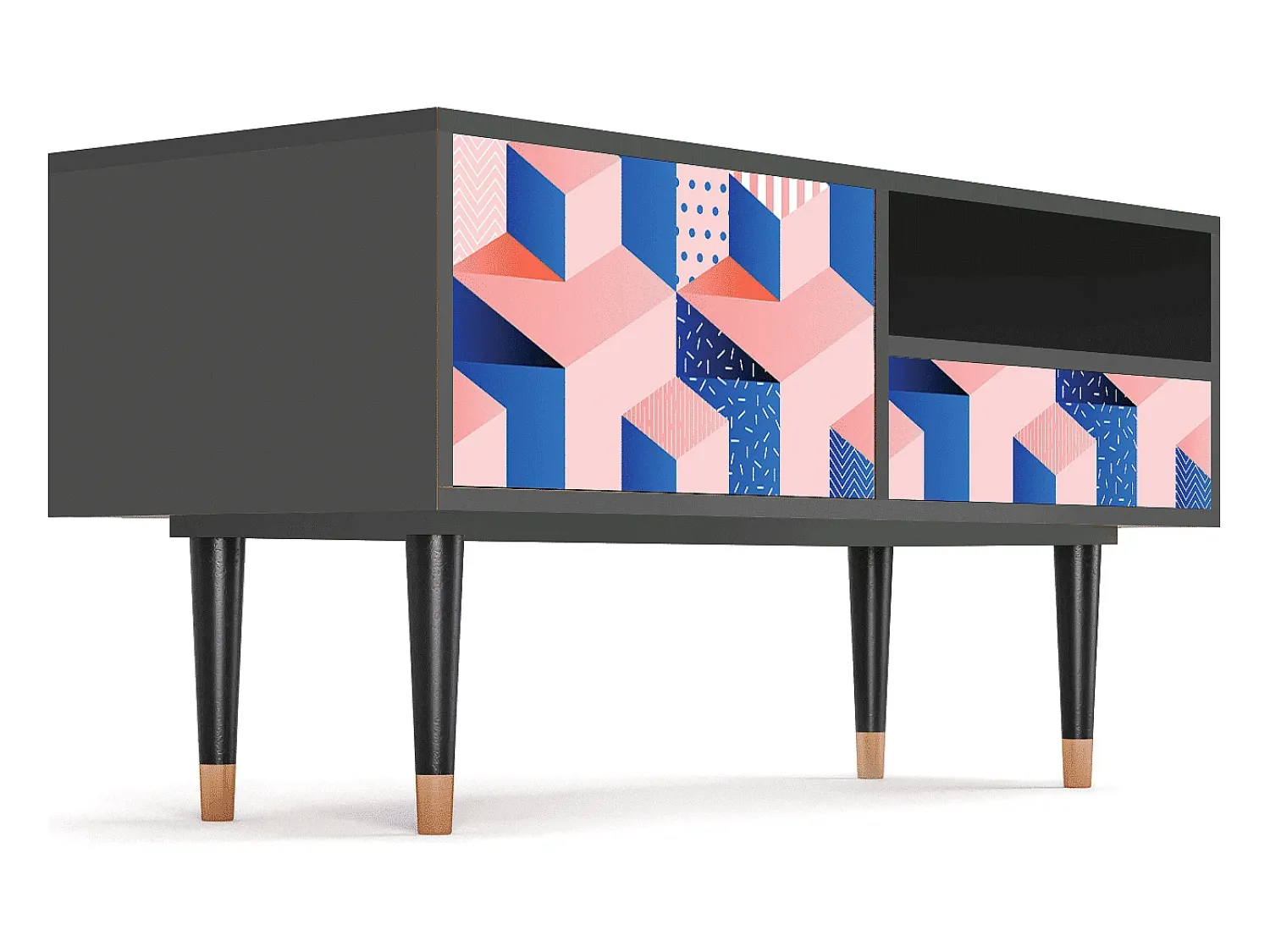 Móvel De Tv* Mueble de TV - 115х59х48 cm - T3 - Pinky Squares, Antracite Cinza antracite