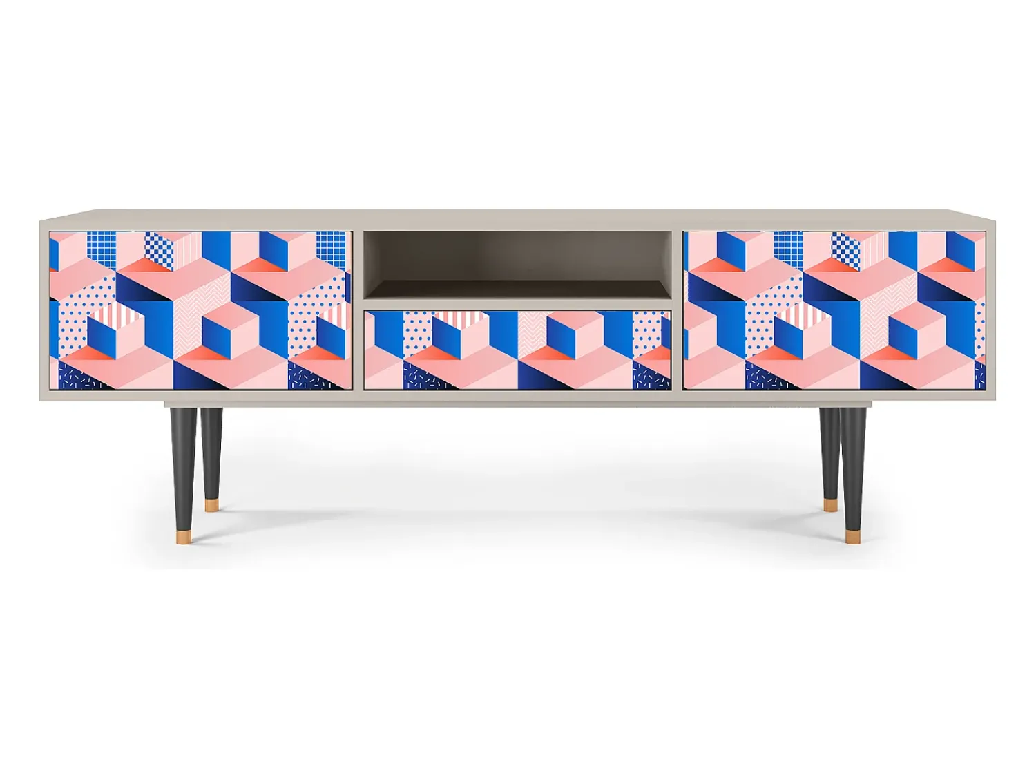 Móvel De Tv| Mueble de TV - 170х59х41 cm - T6 - Pinky Squares, Areia Bege