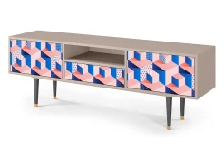 Móvel De Tv| Mueble de TV - 170х59х41 cm - T6 - Pinky Squares, Areia Bege