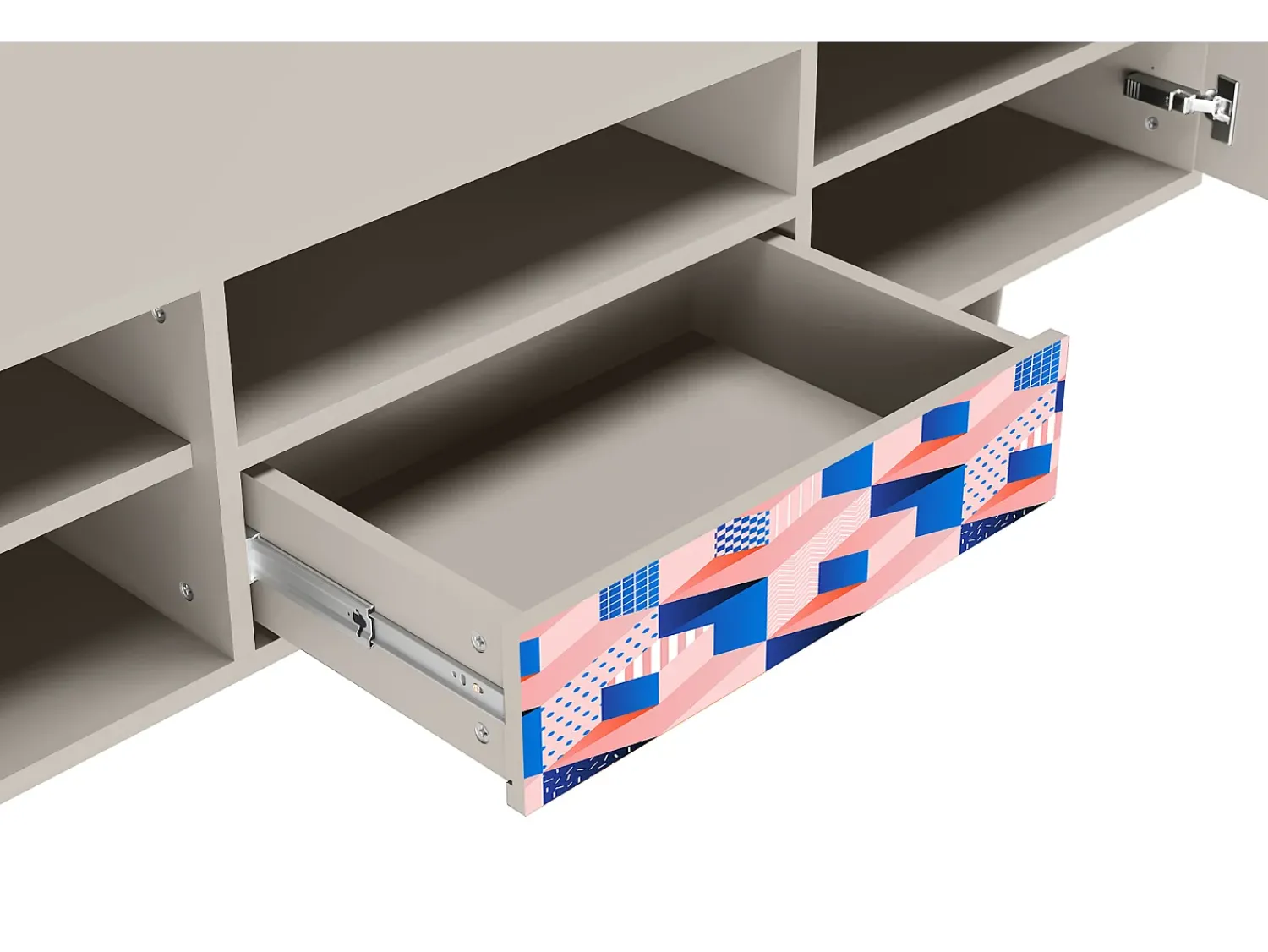 Móvel De Tv| Mueble de TV - 170х59х41 cm - T6 - Pinky Squares, Areia Bege