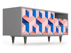 Móvel De Tv| Mueble de TV - 125х56х41 cm - T7 - Pinky Squares, Cinza Cinzento