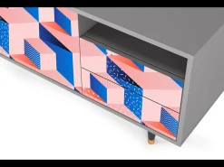 Móvel De Tv| Mueble de TV - 125х56х41 cm - T7 - Pinky Squares, Cinza Cinzento