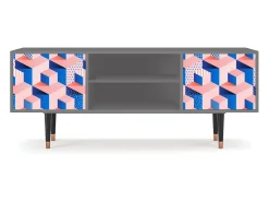 Móvel De Tv* Mueble de TV - 170х69х48 cm - T2 - Pinky Squares, Cinza Cinzento
