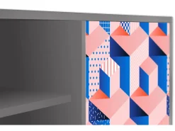 Móvel De Tv* Mueble de TV - 170х69х48 cm - T2 - Pinky Squares, Cinza Cinzento
