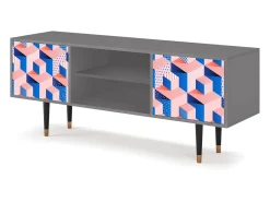 Móvel De Tv* Mueble de TV - 170х69х48 cm - T2 - Pinky Squares, Cinza Cinzento
