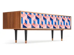 Móvel De Tv| Mueble de TV - 170х59х48 cm - T4 - Pinky Squares, Nogueira Castanho