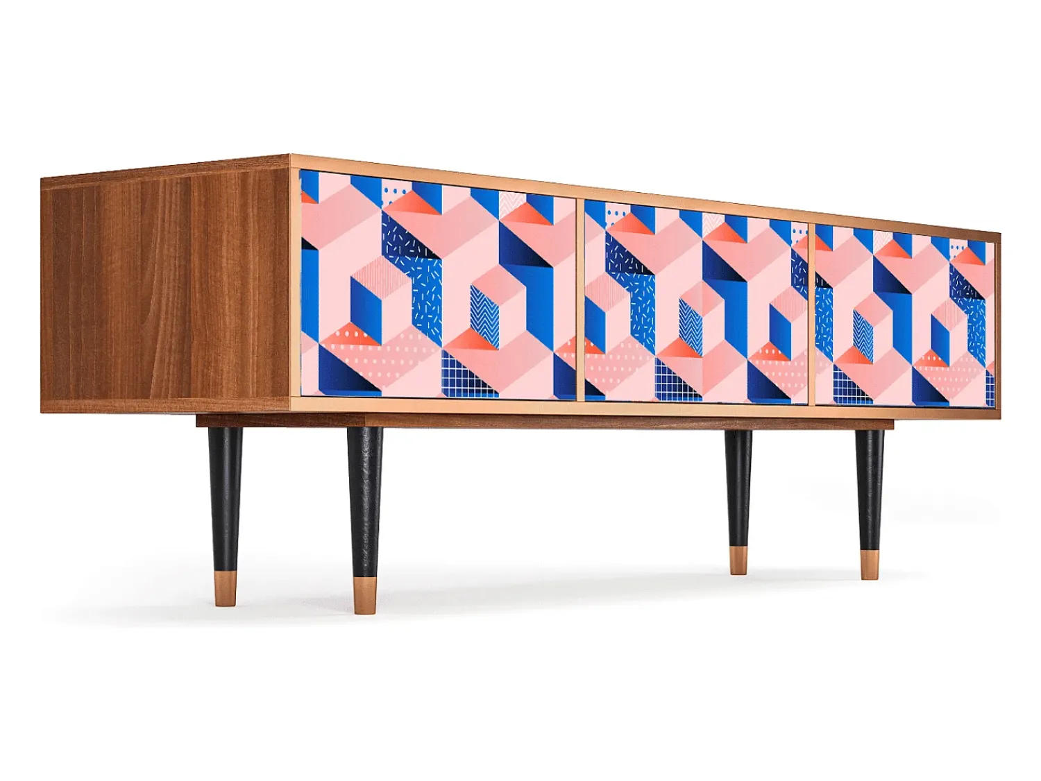 Móvel De Tv| Mueble de TV - 170х59х48 cm - T4 - Pinky Squares, Nogueira Castanho